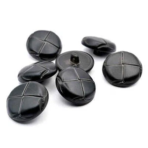 BLACK LEATHER EFFECT FOOTBALL SHANK BUTTONS 25.5mm - Picture 1 of 1