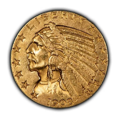 1908 G$5 Indian Head Gold Half Eagle - Luster - XF - SKU-G3676 - Image 1 of 4