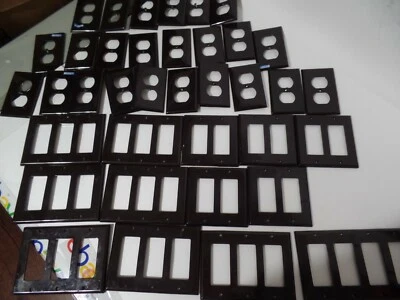 37 Leviton Brown  assorted Light Switches Cover Plastic Wall Plates  - Image 1 of 4