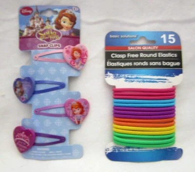 Sofia Princess 19pc Hair Accessory Kit 4 Hair Snaps&15 Colorful Elastics-New!ARS - Image 1 of 2