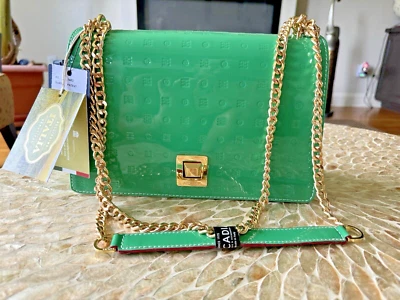 Bolso Bandolera ARCADIA Color Jade Charol - Hecho en Italia - Nuevo con Etiquetas Foto 1 de 4