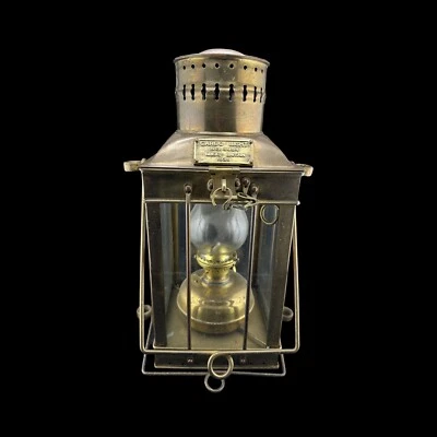 Antique Viking Brass Ship Lantern Nautical Hanging Oil Lamp  Maritime Lighting - Image 1 of 4