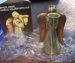 Vintage Brass And Copper Angel Candle Holder 6” Christmas Holiday Hong Kong NOS - Picture 1 of 4