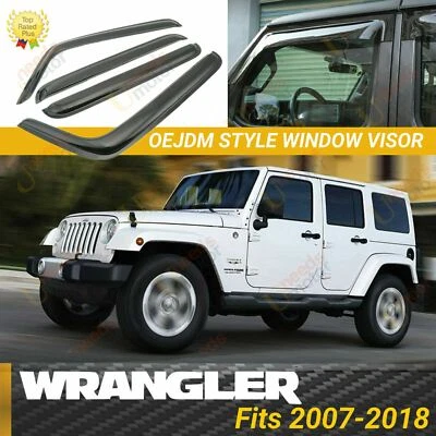 Paraseras de ventana para Jeep Wrangler JK 2007-2018 DEFLECTORES DE VENTILACIÓN PROTECTOR DE LLUVIA SOMBRA Foto 1 de 4