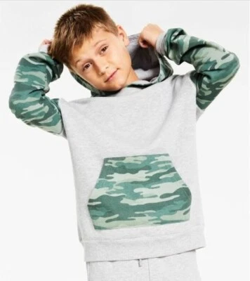 NWT EPIC THREADS Long Sleeve Hooded Sweatshirt Big Boys Heather Sterling Camo - Image 1 of 4