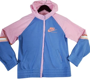 Nike Loose Fit Heritage Hybrid Jacket Hooded Girls XL Pink Blue CU8293-478 - Picture 1 of 9