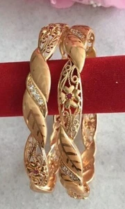 Ethnic 18 K Dubai Gold Plated Jewelry Bangles Zirconia Kada Bracelets size 2-8 - Picture 1 of 44