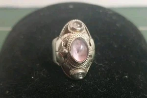 Vintage 980 Mexico Poison Sterling Silver Amethyst Ring Size 7 - Picture 1 of 7