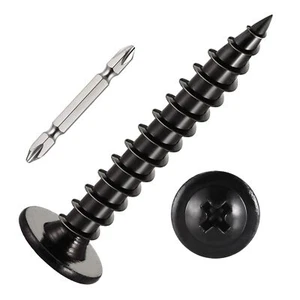 #8 x 2" Black Truss Head Wood Screws Phillips Drive Fast Self Tapping Screws ... - Picture 1 of 6