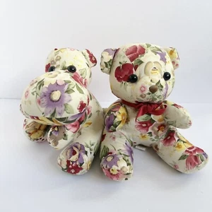 Peluche orsacchiotto vintage Drummer's West tessuto floreale shabby chic 1988 - Foto 1 di 20