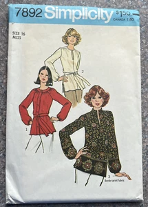 7892 VTG Simplicity Sewing Pattern Misses Shirt Raglan Sleeves Top Buttons SZ 16 - Picture 1 of 4