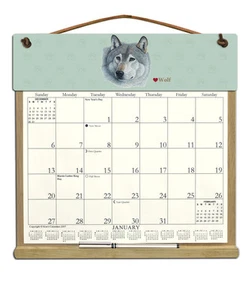 WOLF CALENDAR HOLDER - REFILLABLE EVERY YEAR! - Picture 1 of 1