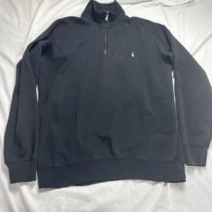 Ralph Lauren Polo 1/4 Zip Nera Felpa Uomo Tg M Bianco Pony - Foto 1 di 8