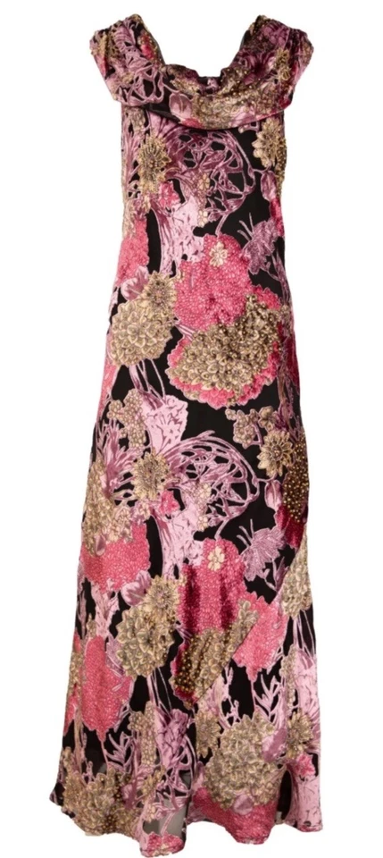 J Peterman бархата 1930 стиль вечернее платье платье маленький Индии ар-деко капот шеи - Изображение 1 из 4