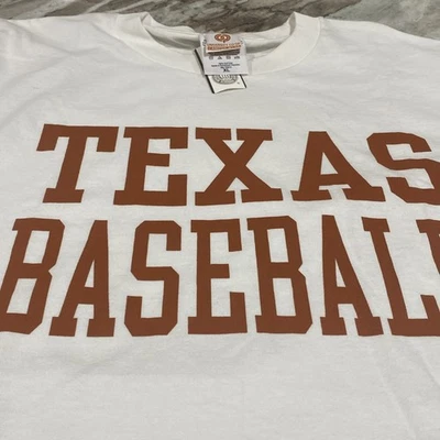 Vtg 90s Texas Longhorns Baseball Tshirt Sz XL University Coop NOS NWT White - Image 1 of 4