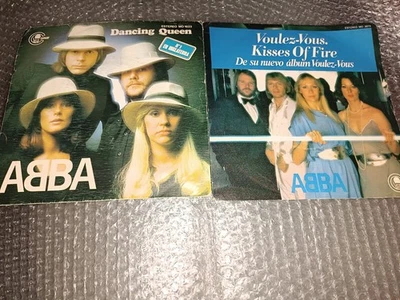 ABBA dancing queen/Voulez vous x 2 SPAIN 7" VINYL SINGLES - Imagen 1 de 4