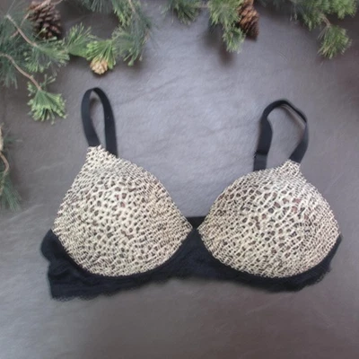 Sujetador Warners Mujer 38C Estampado Leopardo Negro Encaje Moldeado Copas Correas Ajustables Foto 1 de 4