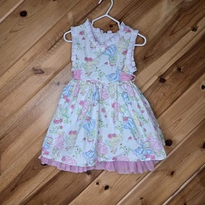 Disney Princess A Line Dress Floral Lined Bow Size 3T Spring Summer Cotton - Picture 1 of 6