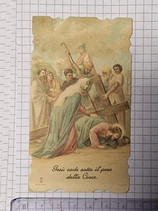 Santino Holy Card Fustellato Gesù cade sotto il peso della Croce 1912 PG456 - Picture 1 of 2