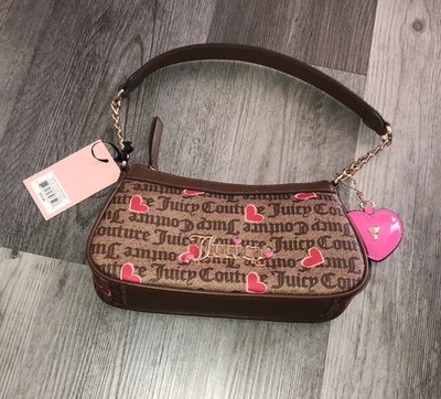 Bolso de Hombro Juicy Couture Chino Castaño I Corazón Juicy Logotipo y Estampado de Corazón Nuevo con Etiquetas Foto 1 de 4