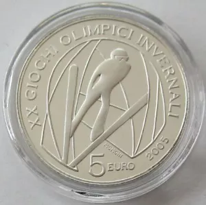 Italy 5 Euro 2005 Olympics Turin Ski Jumping Silver - Picture 1 of 2