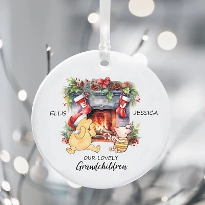 Winnie The Pooh Personalised Grandchildren Christmas Tree Decoration Bauble - Image 1 of 4