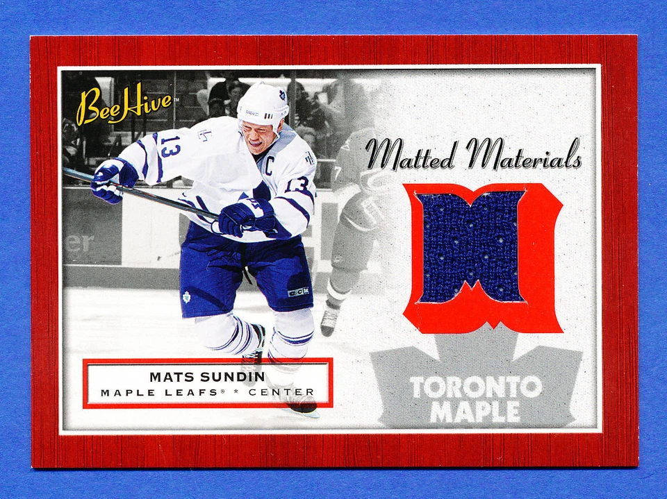 2005 UD HOCKEY MATS SUNDIN BEE HIVE MATTED MATERIALS GAME WORN JERSEY - Image 1 of 2