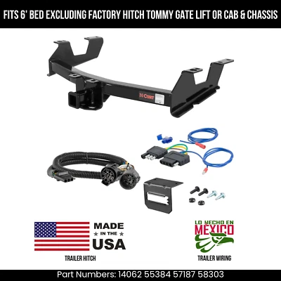 Enganche de remolque para Sierra 3500HD 11-14 con cableado de 5 pines 6 camas estándar Bmpr Curt 10 k 2" Foto 1 de 4