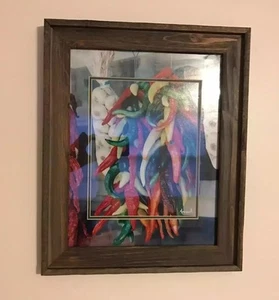 Artist Signed 'Variety of Peppers' Theme Photograph w/ 17 x 14 Rustic Wood Frame - Picture 1 of 3