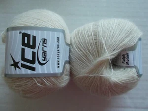 Ice Yarns Ralph Mohair wool blend lace yarn, cream, lot of 2 (380 yds ea) - Picture 1 of 2