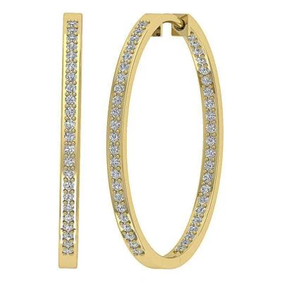 Inside Out Hoops Earring Natural Diamond SI1 G 0.70 Ct 14k Yellow Gold Appraisal - Image 1 of 4
