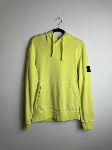 Stone Island Patch Logo Pullover Felpa con Cappuccio Grande Giallo
