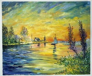 Claude Monet (Handmade) Oil On Canvas Signed & Stamped Painting - Picture 1 of 5