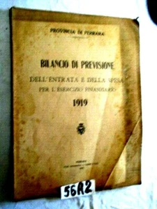 PROVINCIA DI FERRARA BILANCIO DI PREVISIONE ENTRATA E SPESA ANNO 1919 (56A2) - Foto 1 di 1