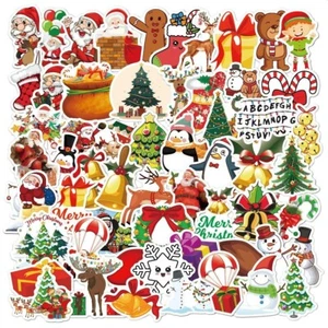 50 pegatinas de Navidad Papá Noel copo de nieve Feliz Navidad etiquetas regalo regalo pegatina Reino Unido - Imagen 1 de 7