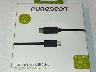 Puregear USB-C To Micro-USB Charge/Sync Cable (4 Ft. / 1.2m) - Black / 61346PG - Image 1 of 4