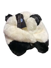 Panda Fur Hat City Hunter Faux Fur Neck Strap Ear Flaps Unisex Black/white