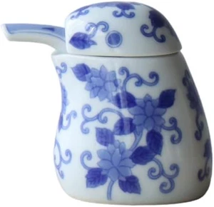 YAMACHU Soy Sauce Jug Arita Ware Kawasemi Blue 80ml Japan - Picture 1 of 5