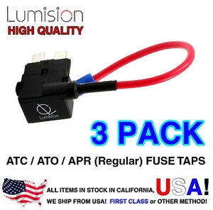 3 Pack Regular ATO ATC APR Add-A-Circuit Lumision Fuse Tap Lot Dash Cam Radar - Bild 1 von 10