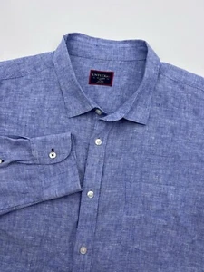 UNTUCKit Shirt Mens 2XL Blue Slim Fit Linen Long Sleeve Button Up Vin Santo WR - Picture 1 of 10