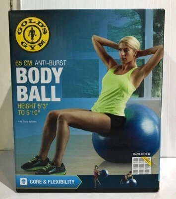 Gold's Gym 65cm Ejercicio Anti-Explosión Estiramiento Cuerpo Bola Azul Nuevo En Caja con Bomba Foto 1 de 4