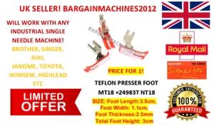 MÁQUINA DE COSER INDUSTRIAL PRENSATELAS PIE TEFLÓN MT18 = 24983T NT18 (ROJO) - Imagen 1 de 1