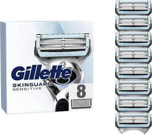 Paquete de 8 hojas de afeitar sensibles Gillette Skinguard recargas genuinas marca Gilete Reino Unido - Imagen 1 de 2