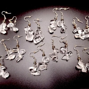 Lot Of 10 Pairs Of Polished Quartz Crystal Stone Beaded Dangle Earrings Reseller - Picture 1 of 13