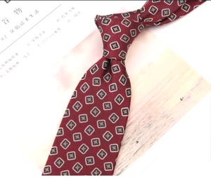 New Classic Polka Dot Red Brown JACQUARD WOVEN 100% Silk Men's Necktie Tie - Picture 1 of 1