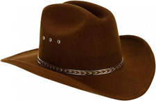 Faux Felt Wide Brim Western Cowboy Hat 7 3/4, Brown 