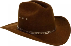 Faux Felt Wide Brim Western Cowboy Hat 7 3/4, Brown  - Picture 1 of 1