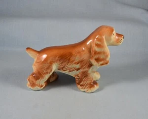 Vtg Cocker Spaniel Red Dog Figurine 4" Tall 6" Long Porcelain Crazing - Picture 1 of 11