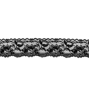 Perlonspitze elastisch 60 mm schwarz Spitze - Preis gilt für 0,5 Meter - Bild 1 von 2