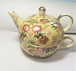Vintage Skye Mcghie Wild Rose Tea for One Stackable Teapot and Cup - Imagen 1 de 9